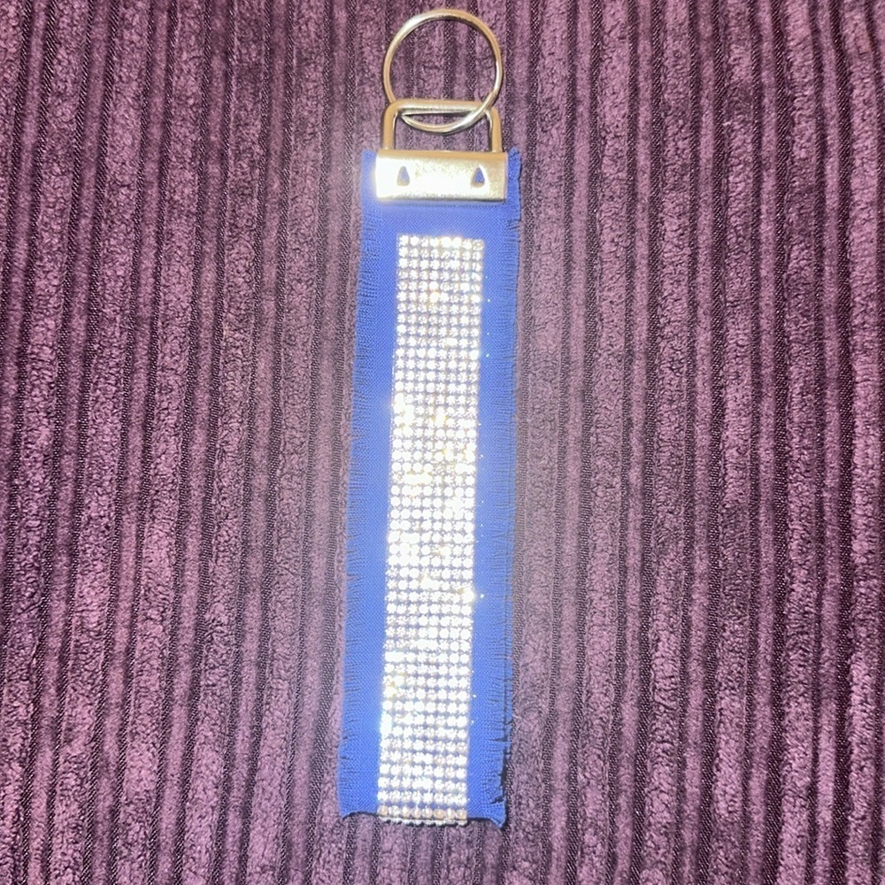 Frayed Rhinestone Wristlet Keychain